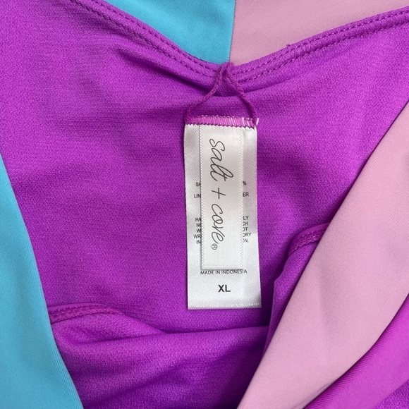 Salt + Cove Contrast-Trim Triangle Bikini Top & Contrast Bikini Bottoms XL New - Picture 8 of 9